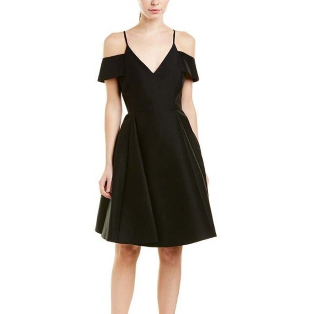 Halston Heritage Cold Shoulder Silk Dress NWT